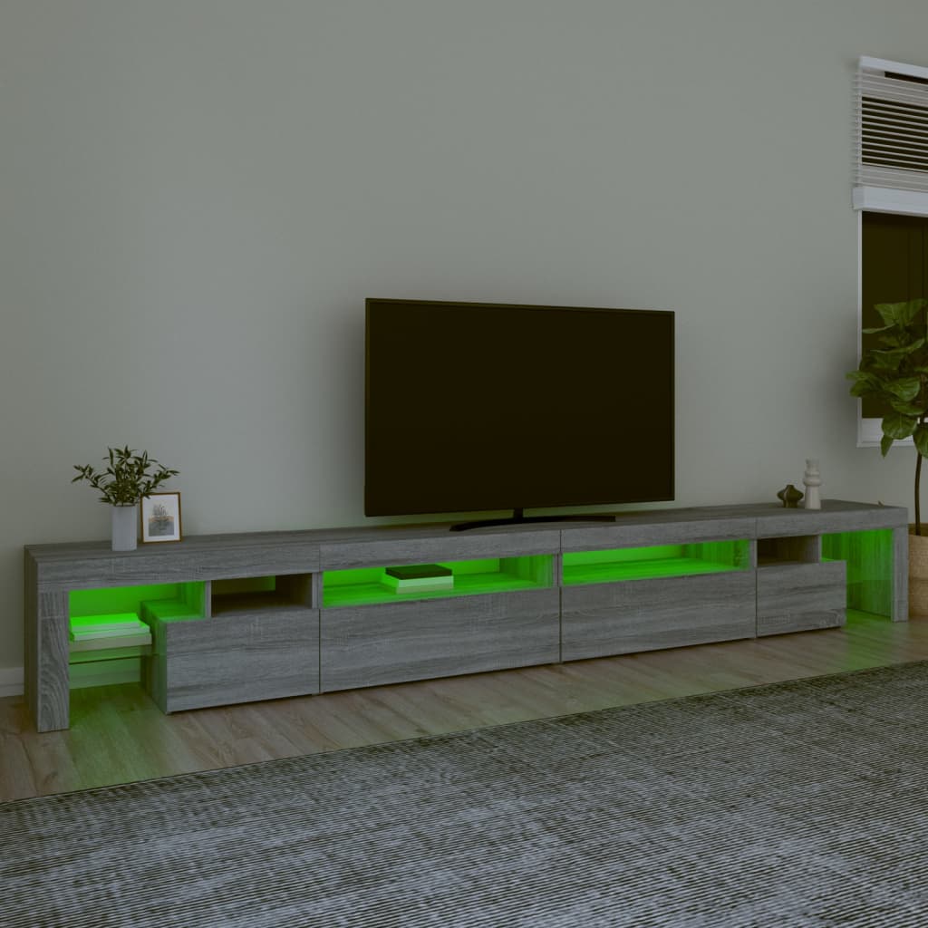 vidaXL Mueble de TV con luces LED gris Sonoma 290x36,5x40 cm