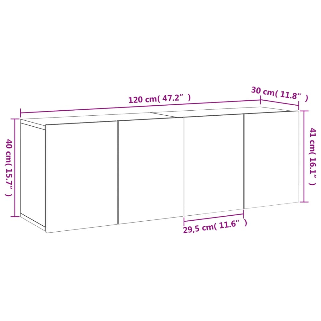 vidaXL Muebles para TV de pared 2 unidades blanco 60x30x41 cm