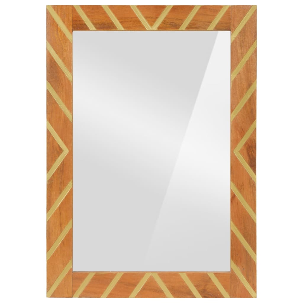 vidaXL Espejo de baño madera maciza mango marrón y cristal 50x70x3 cm