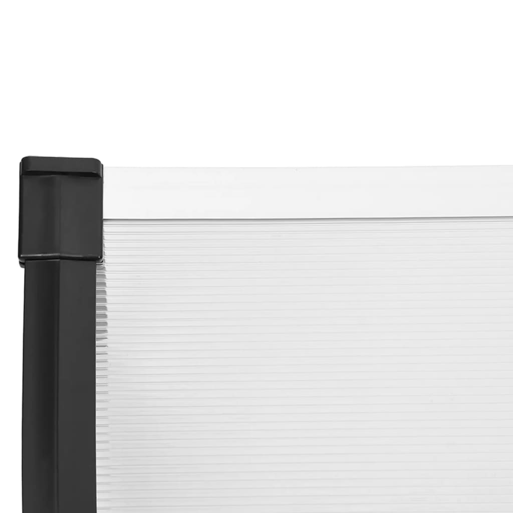vidaXL Marquesina puerta policarbonato negro y transparente 122x90 cm