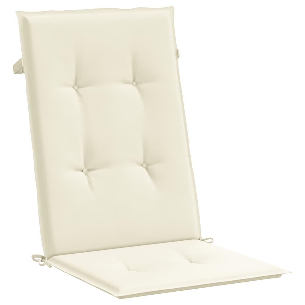 vidaXL Cojín silla de jardín respaldo alto 4 uds tela crema 120x50x3cm