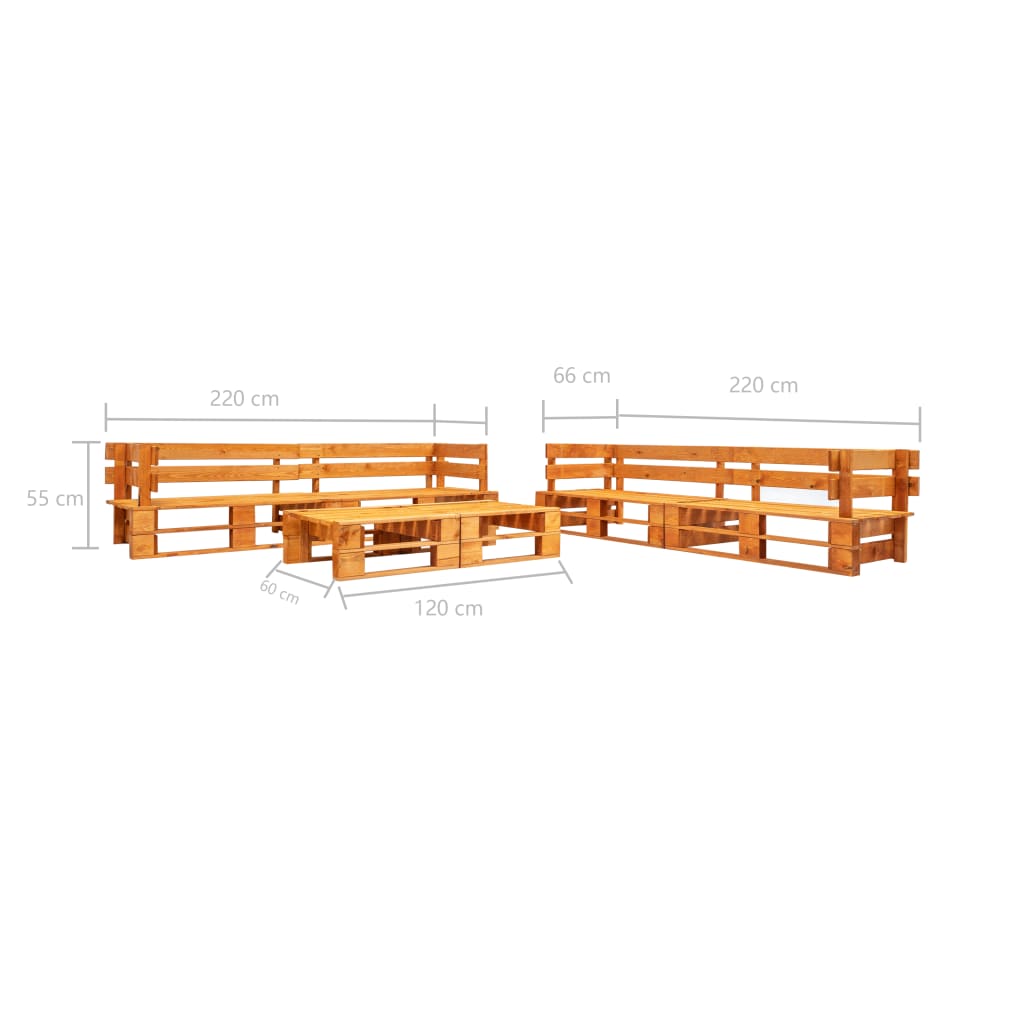 vidaXL Set de muebles de palets de jardín 6 piezas madera marrón miel