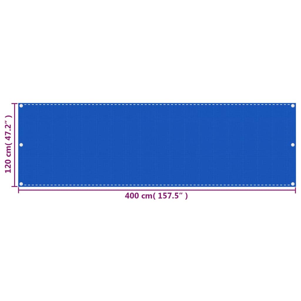 vidaXL Toldo para balcón HDPE azul 120x400 cm