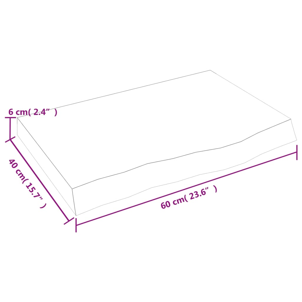 vidaXL Tablero mesa madera roble tratada marrón claro 60x40x(2-6) cm