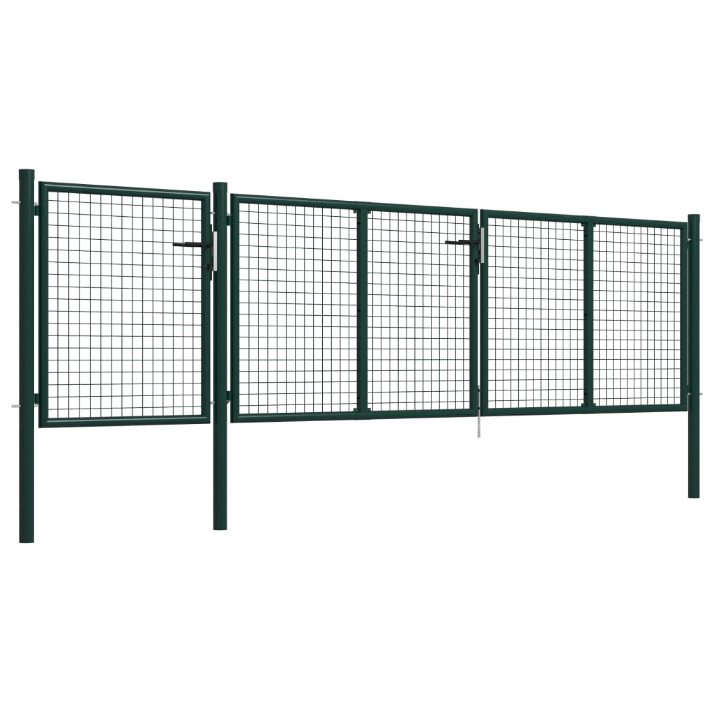 vidaXL Puerta de jardín de acero verde 400x75 cm