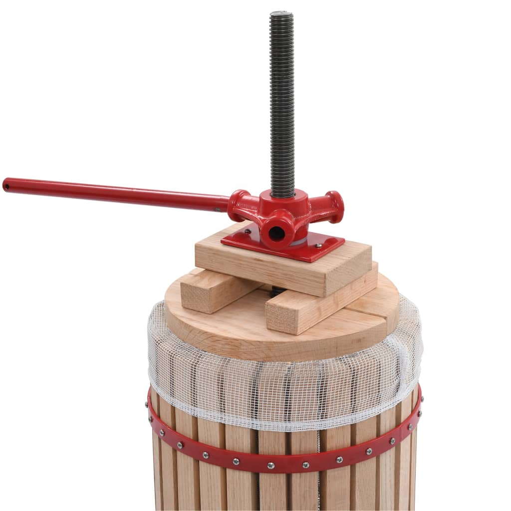 vidaXL Prensa de vino y fruta con paño de tela 30 L madera de roble
