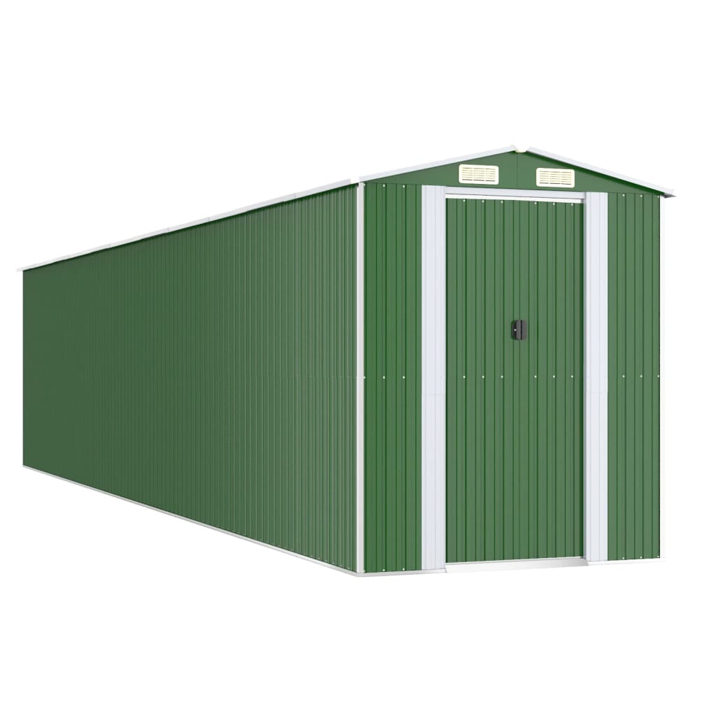 vidaXL Cobertizo de jardín acero galvanizado verde 192x938x223 cm