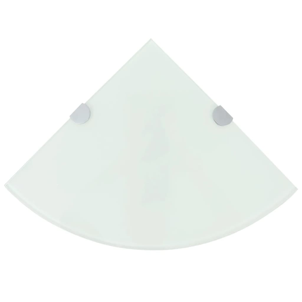 vidaXL Estante de esquina con soportes cromados vidrio blanco 35x35 cm