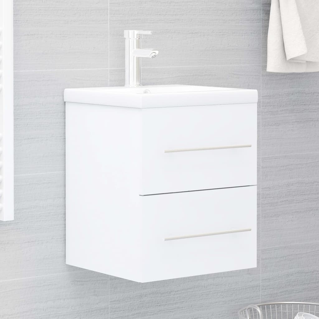 vidaXL Mueble con lavabo madera contrachapada blanco brillante