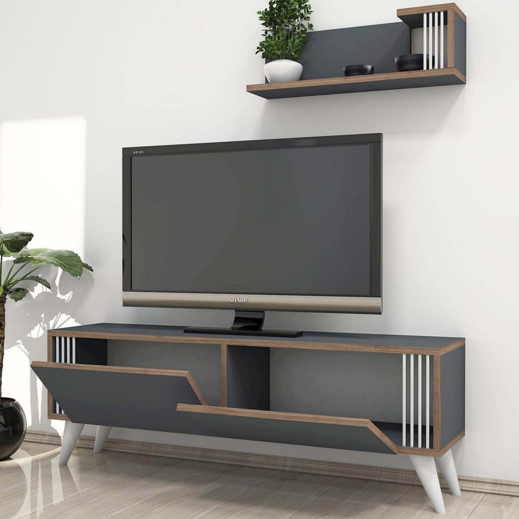 Homemania Mueble para TV Nicol gris antracita 120x31x42 cm