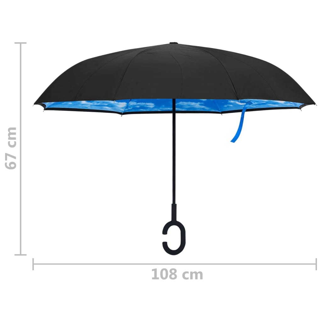 vidaXL Paraguas mango forma en C negro 108 cm