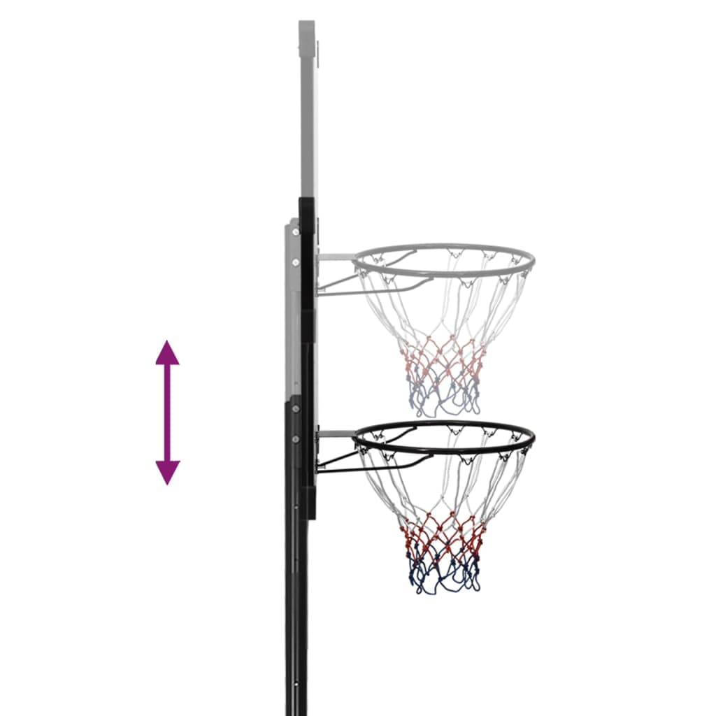 vidaXL Canasta de baloncesto policarbonato transparente 256-361 cm