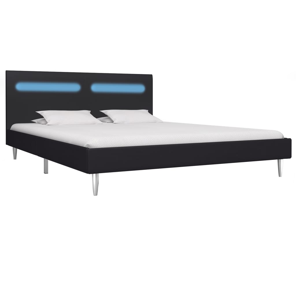 vidaXL Estructura de cama con LED tela negro 180x200 cm