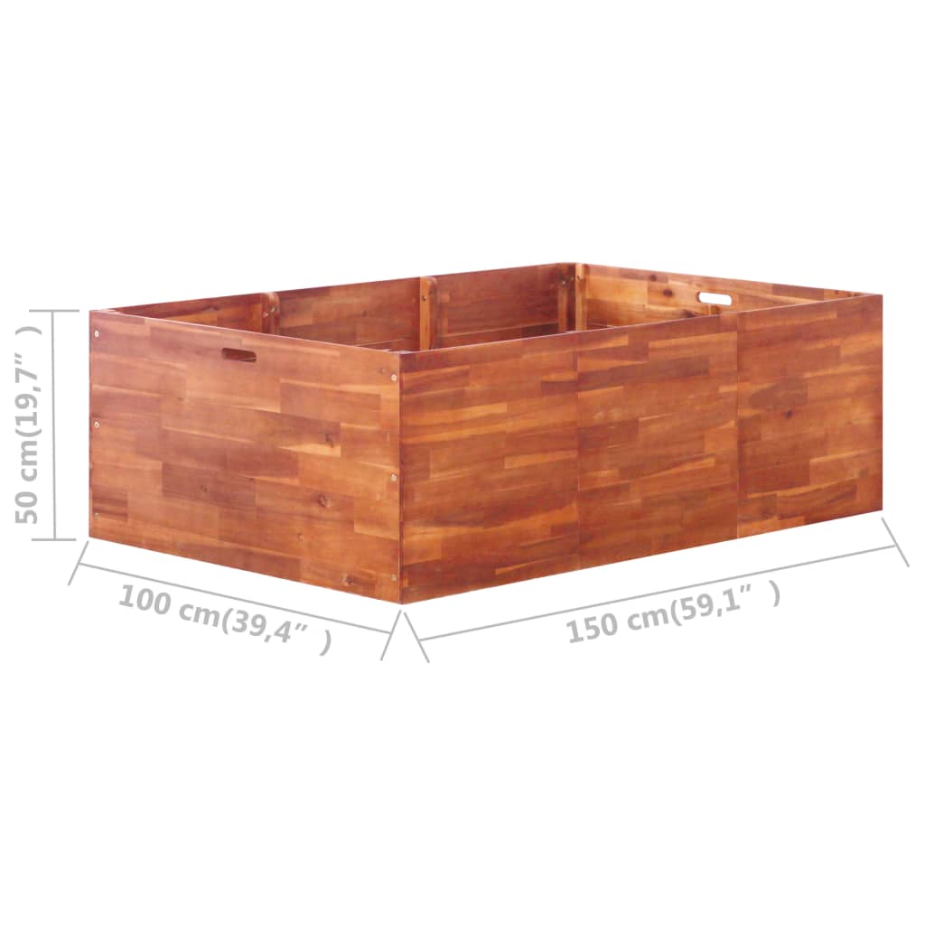 vidaXL Arriate de madera de acacia 150x100x50 cm