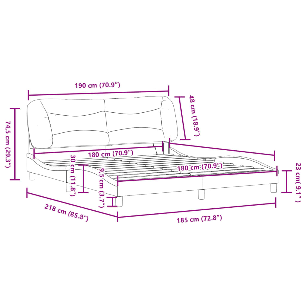 vidaXL Estructura de cama con luz LED cuero sintético marrón 180x200cm