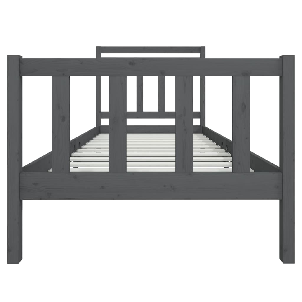 vidaXL Estructura de cama de madera maciza gris 90x200 cm