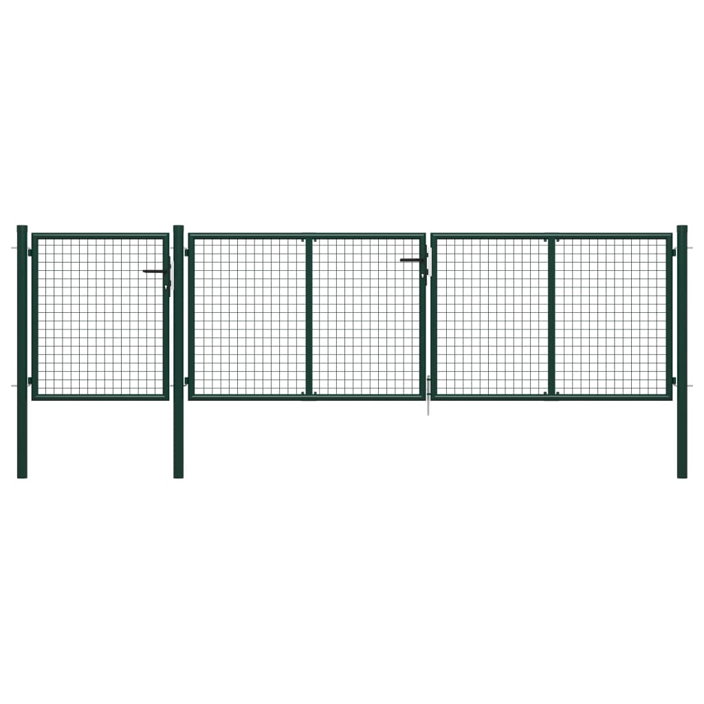 vidaXL Puerta de jardín de acero verde 400x100 cm