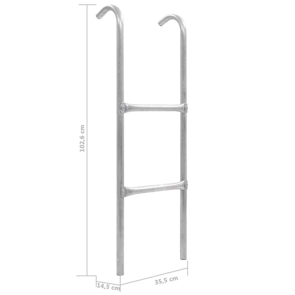 vidaXL Escalera de cama elástica de 2 peldaños acero plateado 102,6 cm