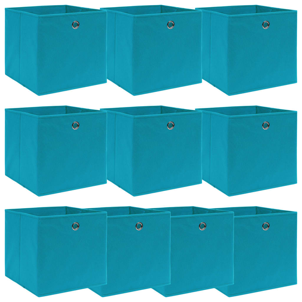 vidaXL Cajas de almacenaje 10 uds tela azul celeste 32x32x32 cm