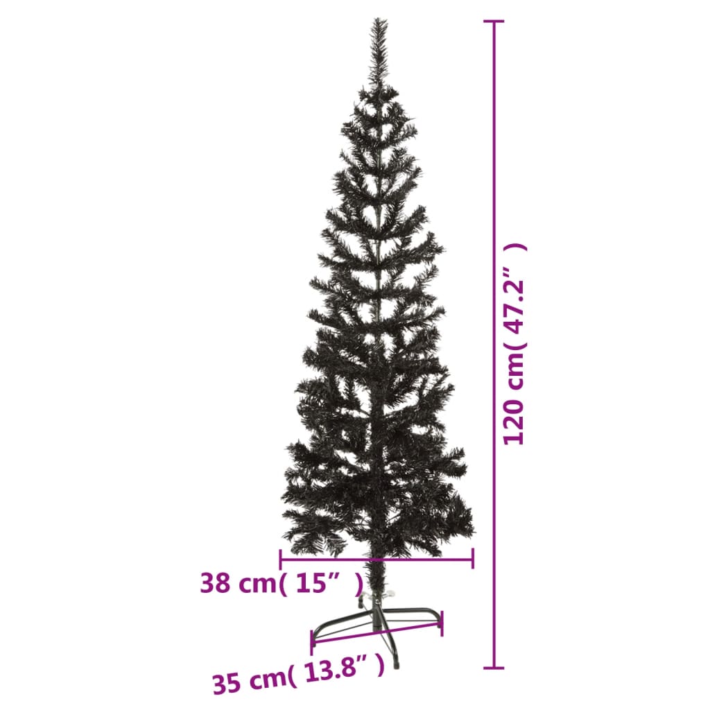 vidaXL Árbol de Navidad delgado negro 120 cm