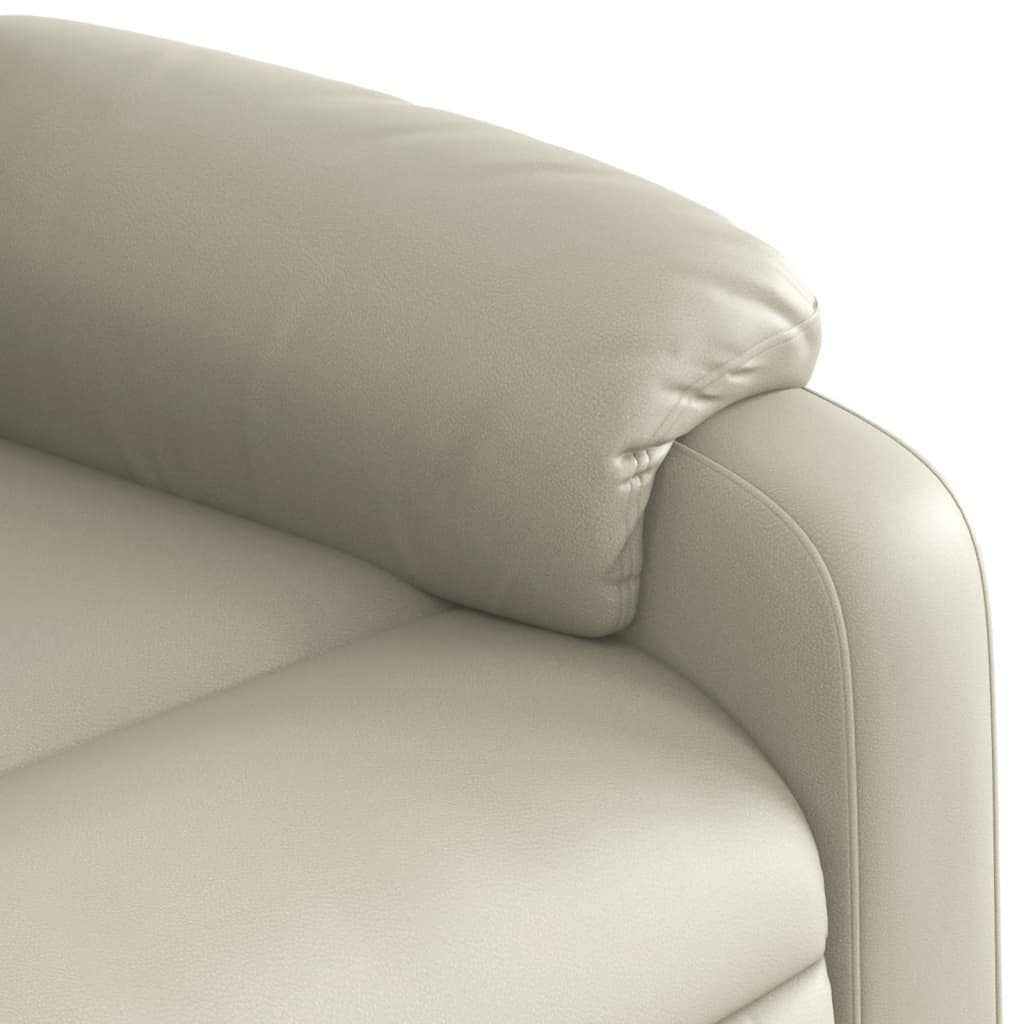 vidaXL Sillón reclinable elevable cuero artificial color crema