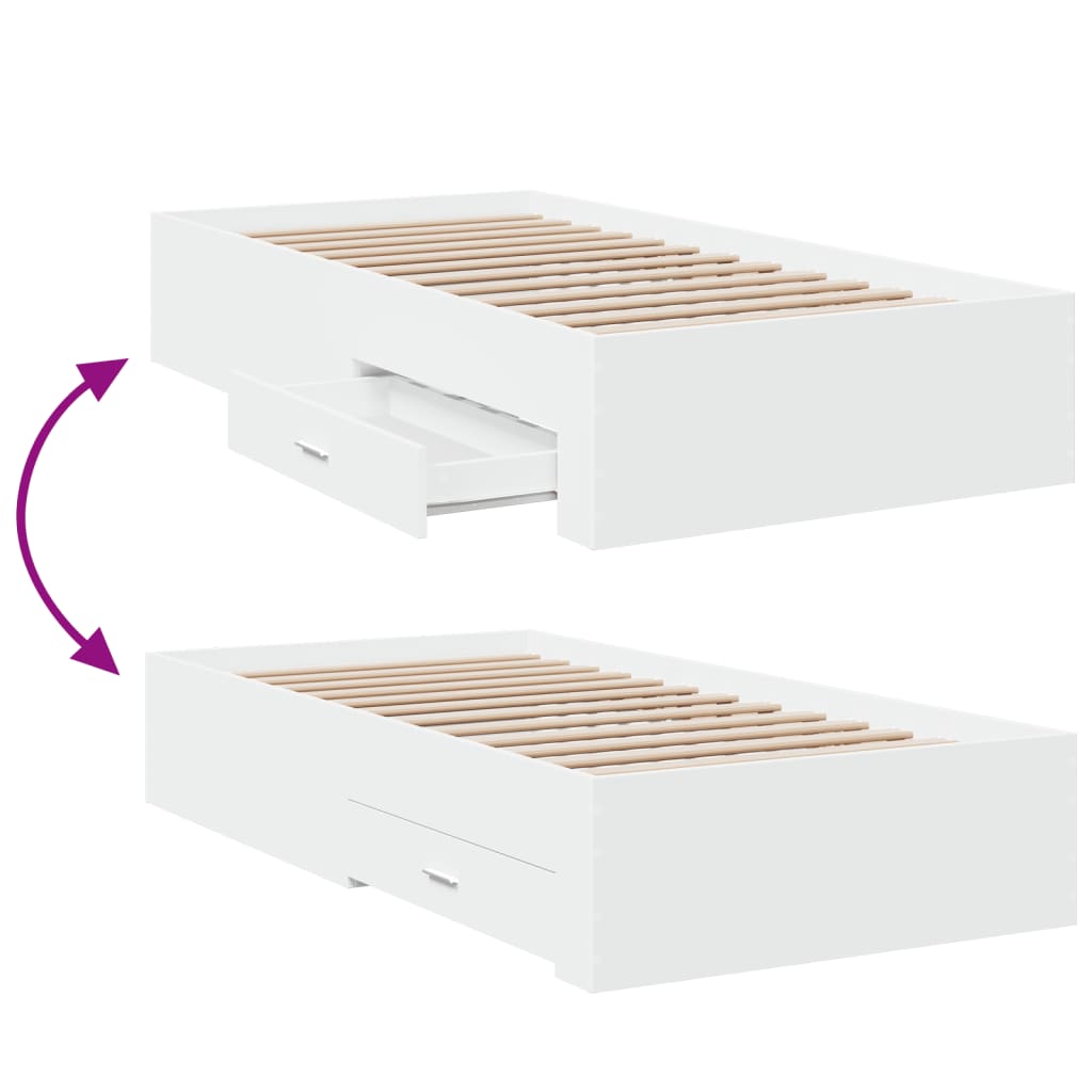 vidaXL Estructura cama con cajones madera ingeniería blanca 200x200 cm
