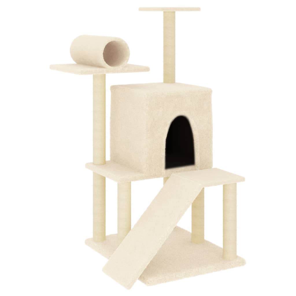 vidaXL Rascador para gatos con postes de sisal color crema 110,5 cm