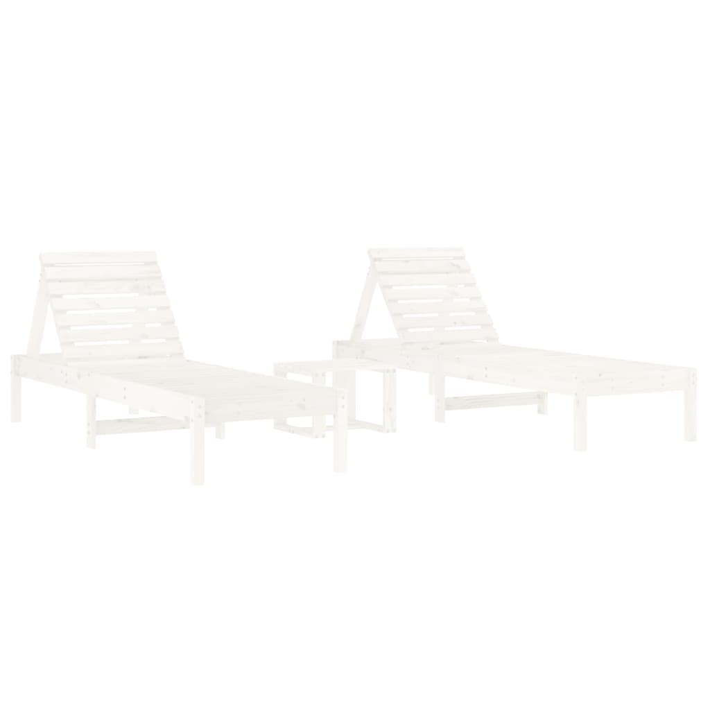 vidaXL Tumbonas con mesa 2 uds madera maciza de pino blanco