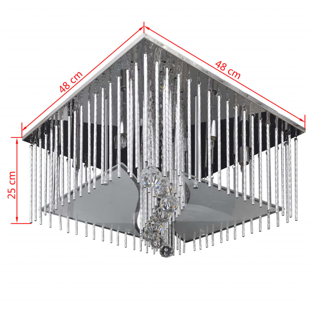 Lámpara de techo colgante rectangular de cristal y tiras de aluminio