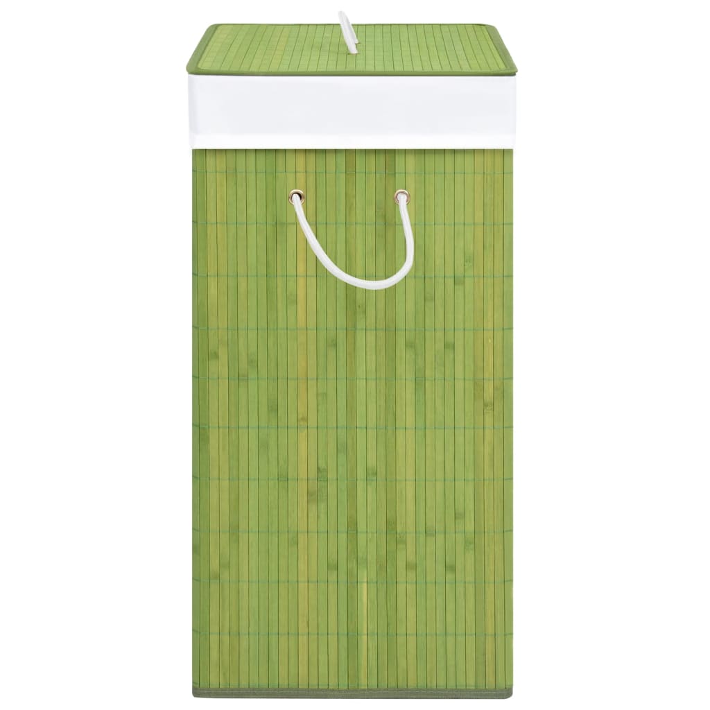 vidaXL Cesta para la ropa sucia de bambú de una sección verde 83 l