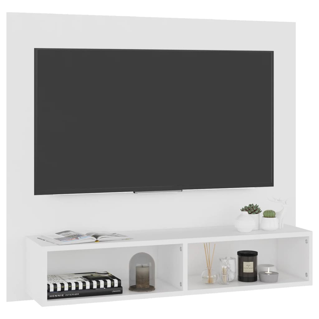 vidaXL Mueble de TV de pared madera contrachapada blanco 102x23,5x90cm