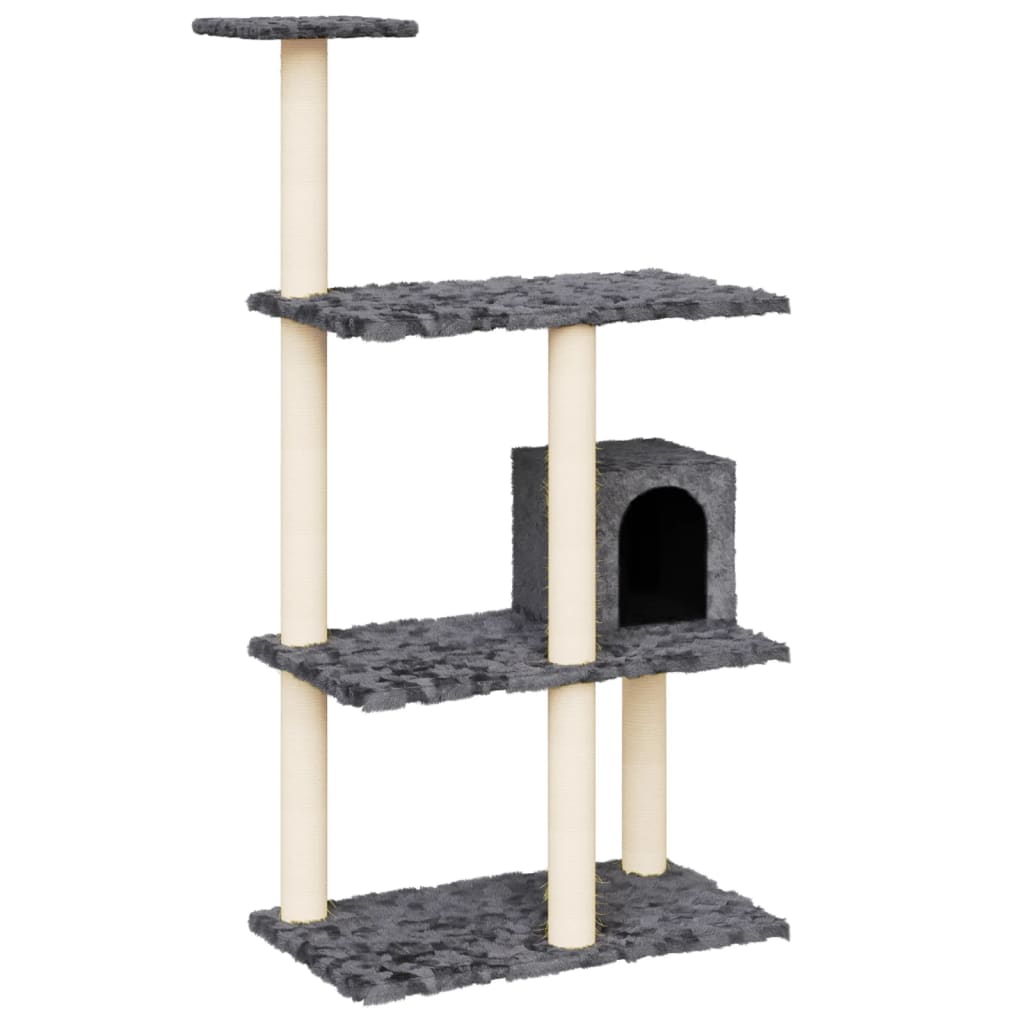 vidaXL Rascador para gatos con postes de sisal gris oscuro 119 cm