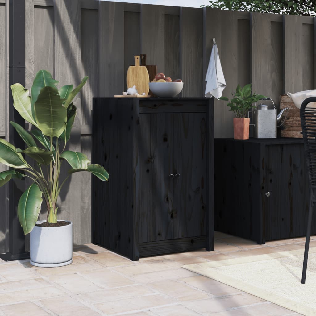 vidaXL Puertas para cocina exterior madera maciza pino negro 50x9x82cm