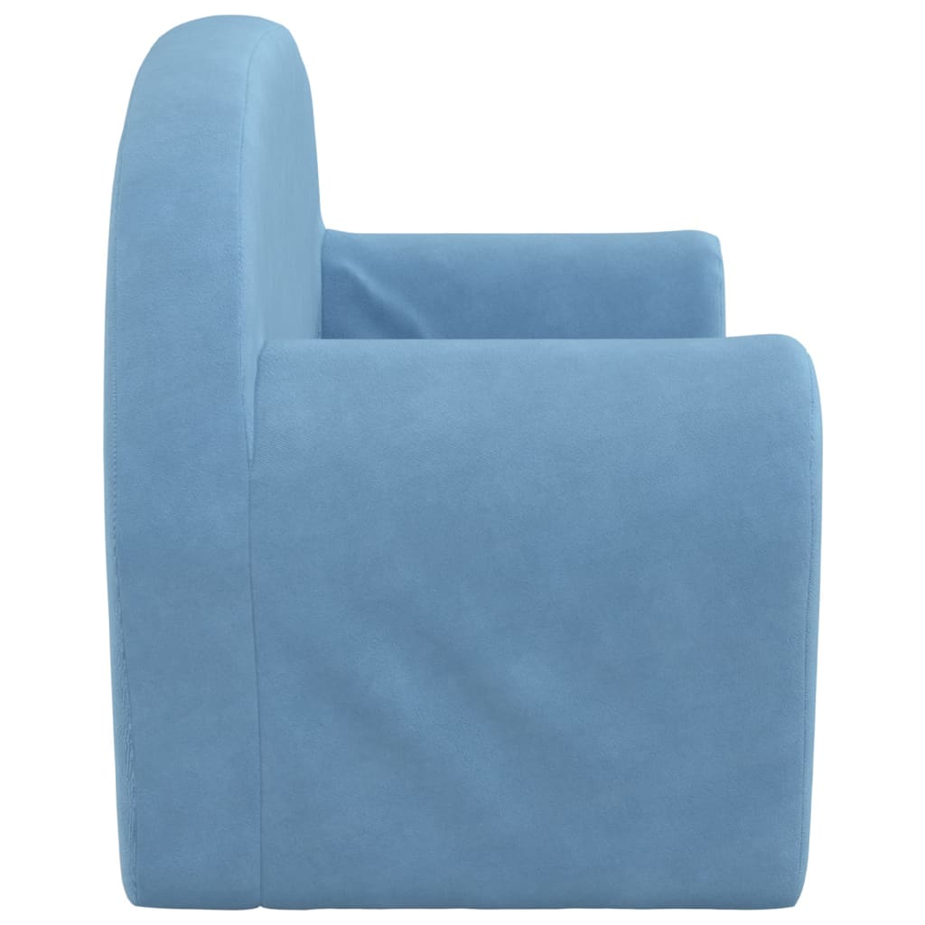 vidaXL Sofá cama de niños 2 plazas felpa suave azul