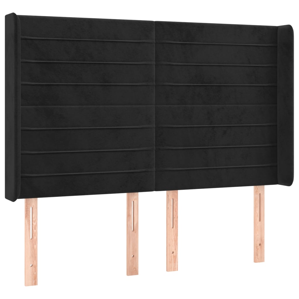 vidaXL Cama box spring colchón y LED terciopelo negro 140x190 cm