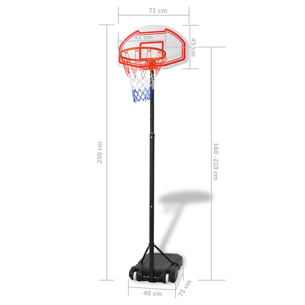 vidaXL Canasta de baloncesto portátil 250 cm