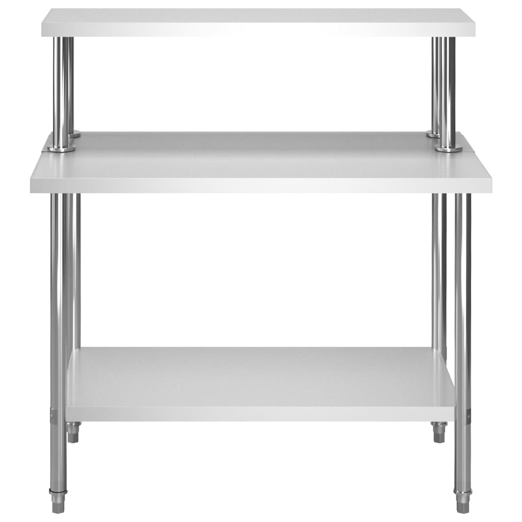 Mesa De Trabajo Para Cocina De Acero Inoxidable 110x30x150 Cm - Con Ruedas Y Estantes, Ideal Para Restaurantes Y Bares