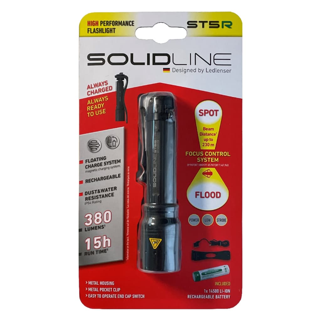 SOLIDLINE Linterna recargable ST5R con clip 380 lm