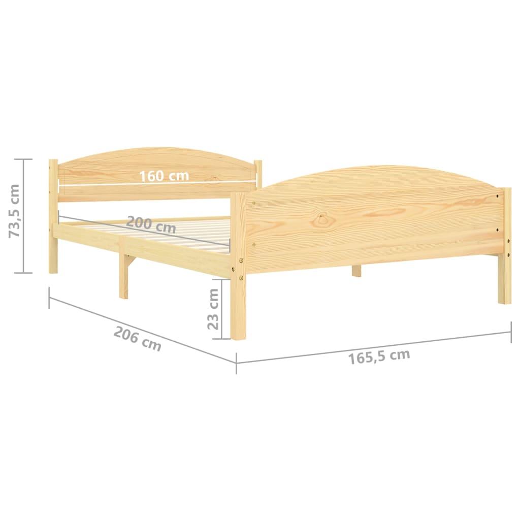 vidaXL Estructura de cama de madera maciza de pino 160x200 cm