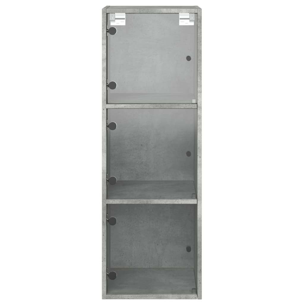 vidaXL Mueble de pared puertas de vidrio gris hormigón 35x37x100 cm