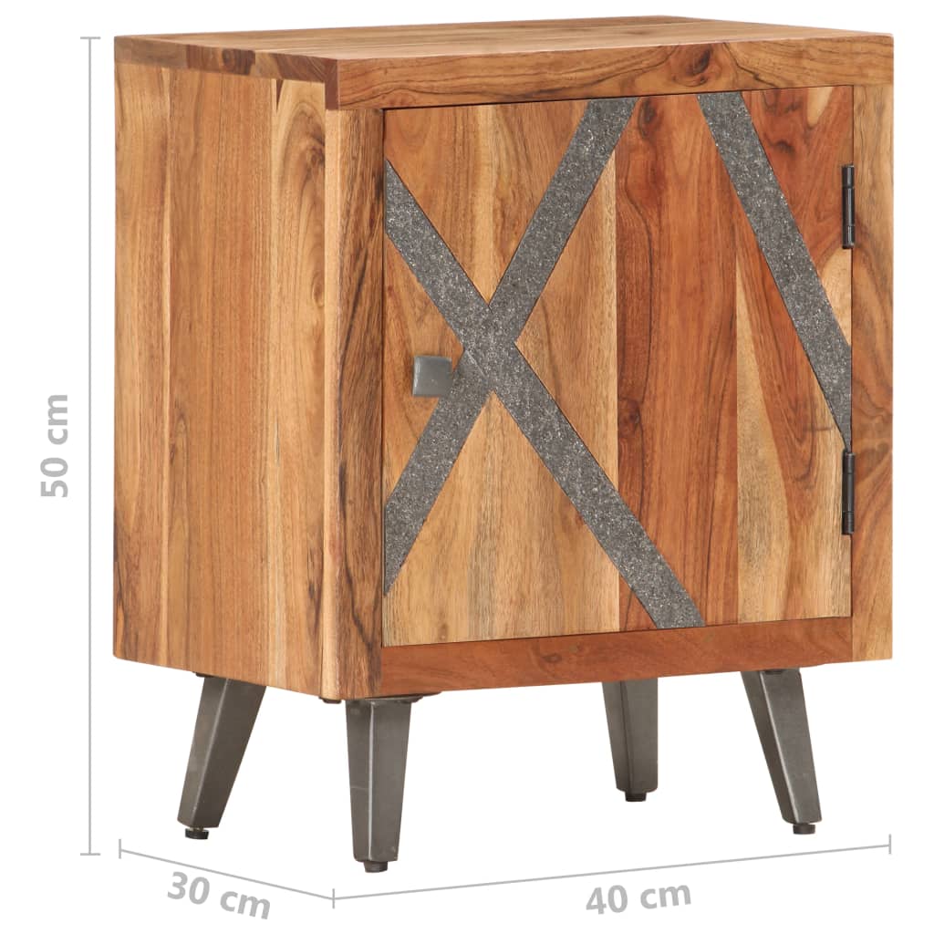 vidaXL Mesita de noche de madera maciza de acacia 40x30x50 cm