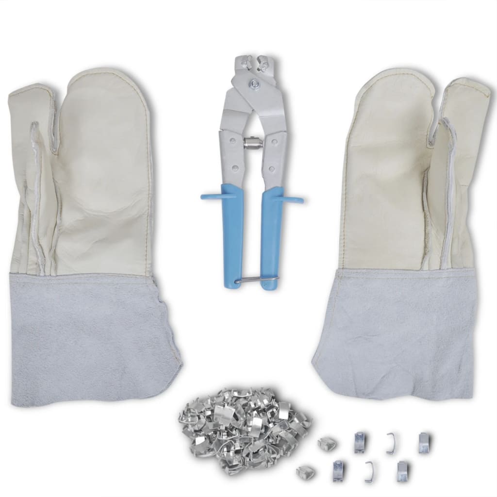 vidaXL Set de accesorios para concertina aplicador guantes y 200 clips