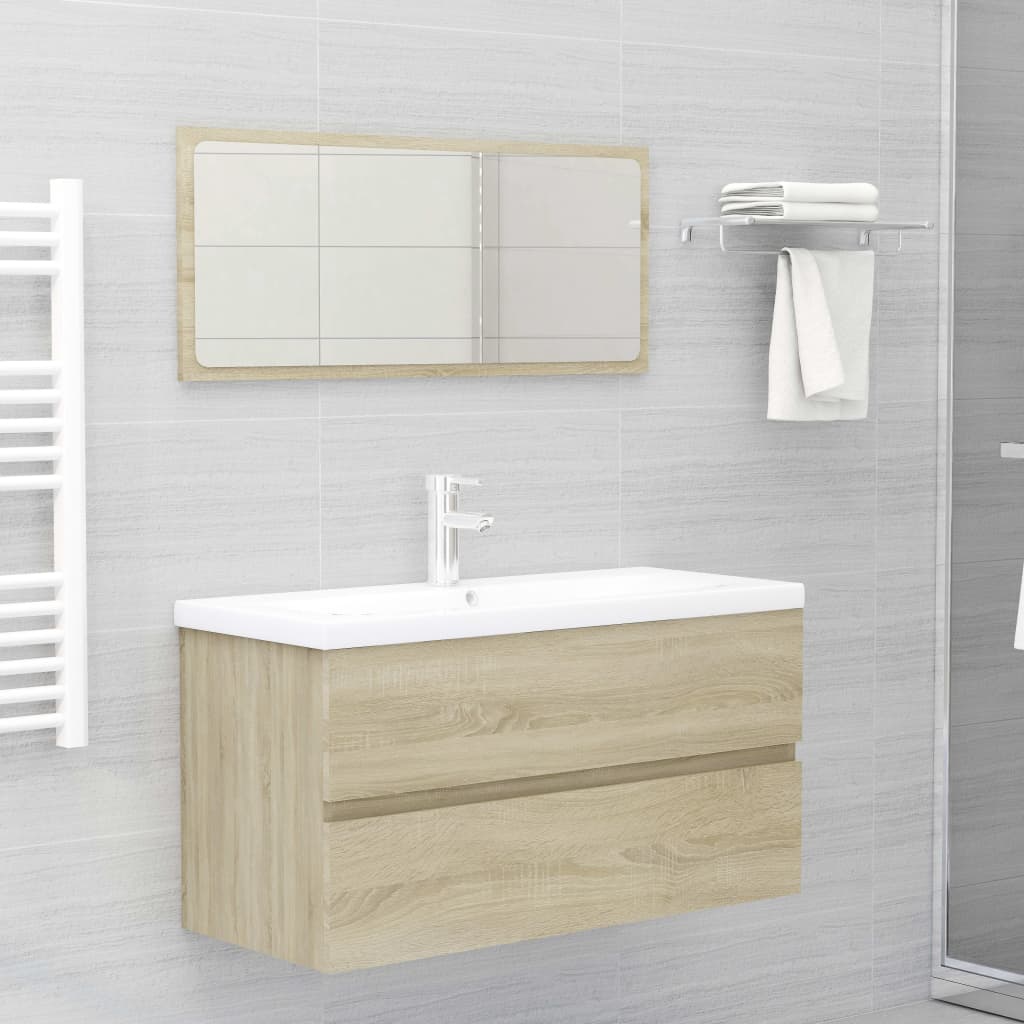 vidaXL Armario lavabo madera contrachapada roble Sonoma 90x38,5x45 cm