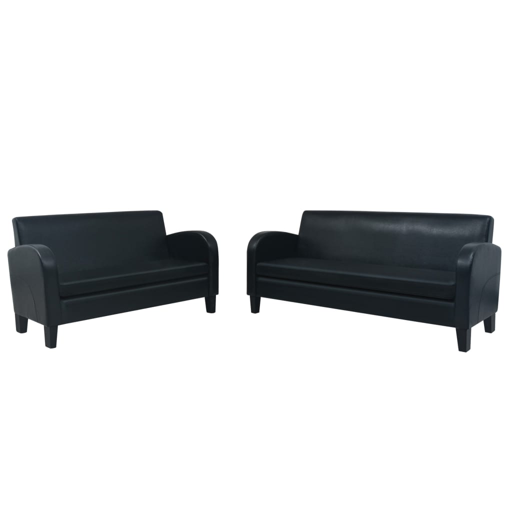 vidaXL Conjunto de sofás 2 piezas cuero sintético negro