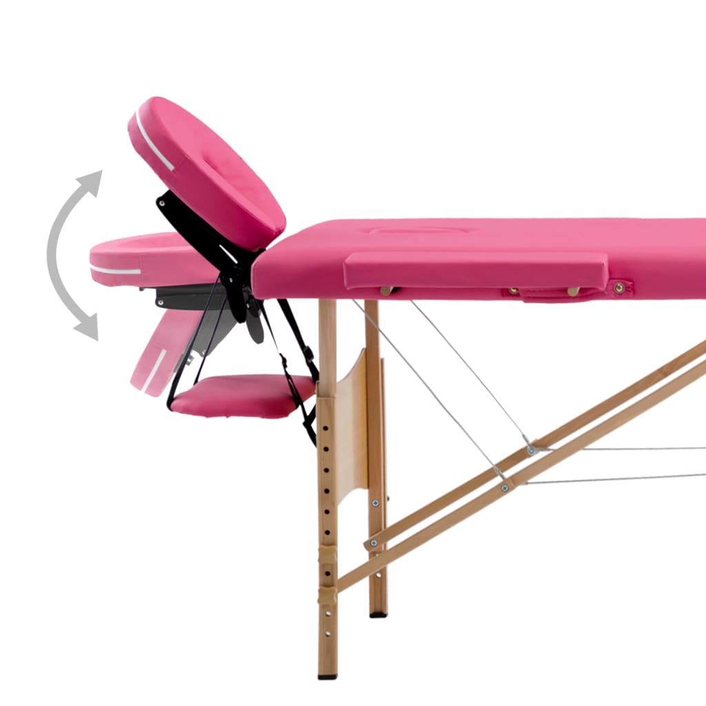 vidaXL Camilla de masaje plegable 4 zonas madera rosa