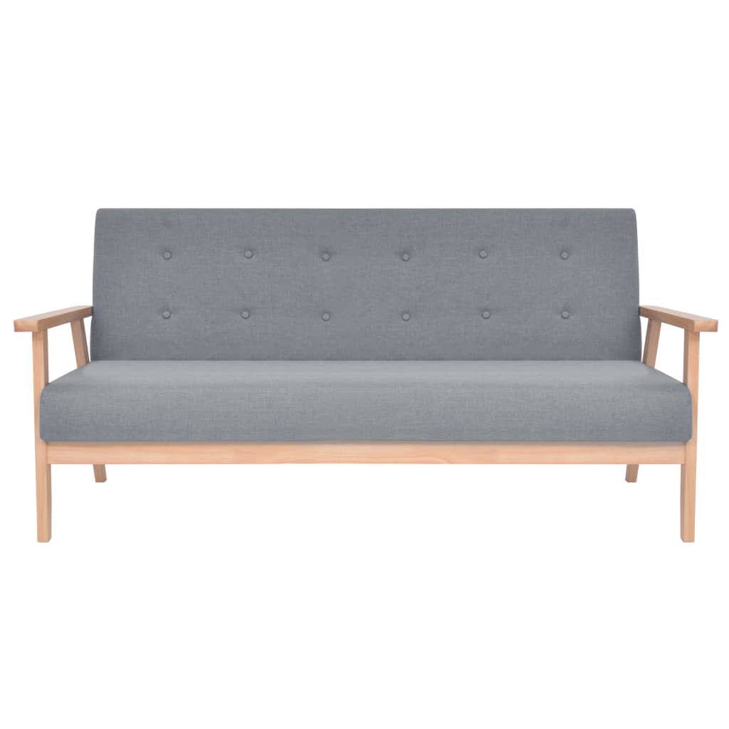 vidaXL Juego de sofás de 3 piezas tela gris claro