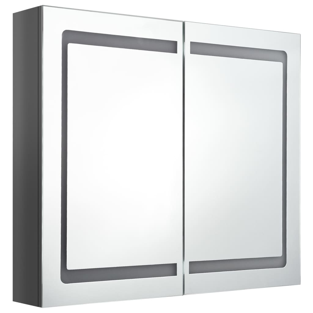 vidaXL Armario de baño con espejo LED gris brillante 80x12x68 cm