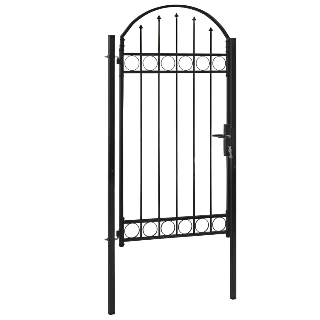 vidaXL Puerta de jardín con arco superior 100x250 cm acero negro