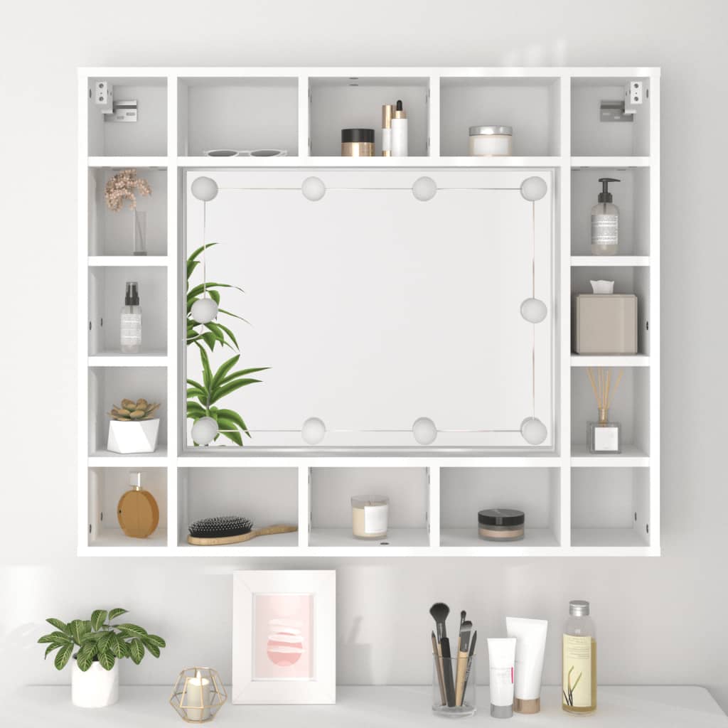 vidaXL Mueble con espejo y LED blanco 91x15x76,5 cm