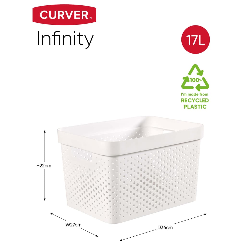 Curver Cajas de almacenaje con tapa Infinity 4 piezas blanco 11L+17L